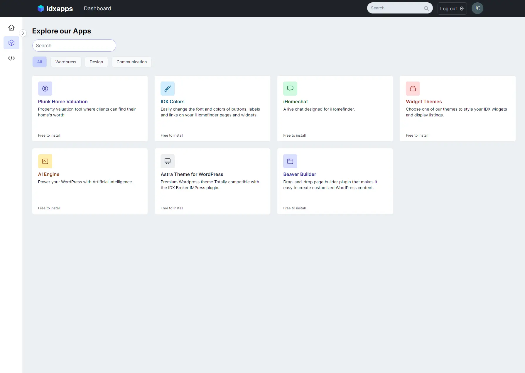 IDXApps Dashboard IDXApps dashboard image